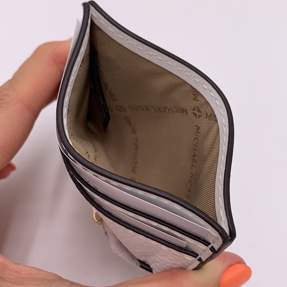 MICHAEL KORS Reed Large Pebbled Leather Card Holder Case Optic White NWT - Picture 4 of 10